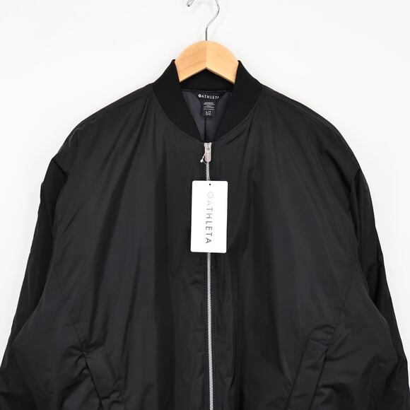 Athleta Sateen Bomber Jacket Black Size Large Tall NWT - Picture 3 of 11